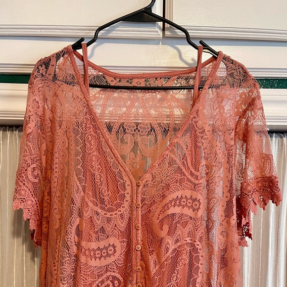 Coral Lace Dress - Picture 2 of 5